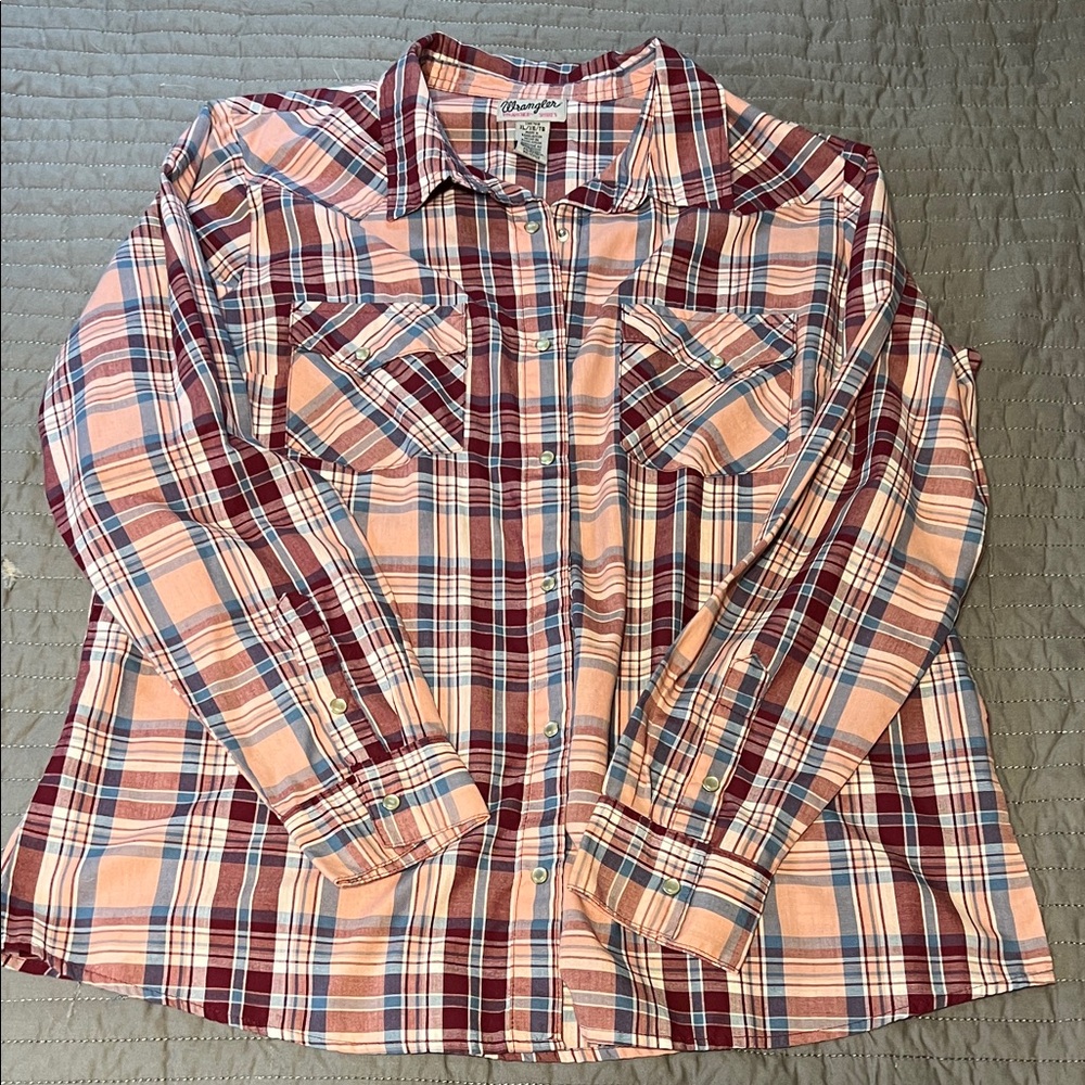 Wrangler Wrancher Plaid Button-Up Shirt, XL